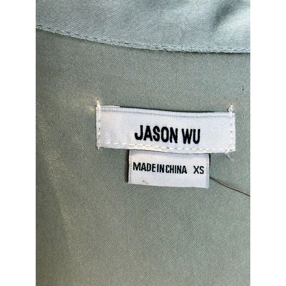 Jason Wu Women's Size XS Olive Tie Long Sleeve Midi Dress EUC - Picture 3 of 8